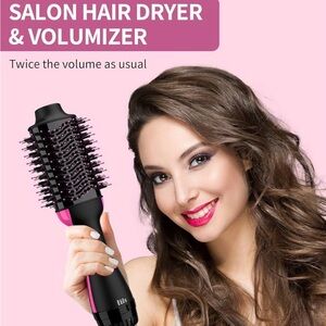 2-in-1 Hot Air Volumizing Brush - Black & Pink New, opened box